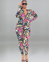 Printed sexy waistband Jumpsuit