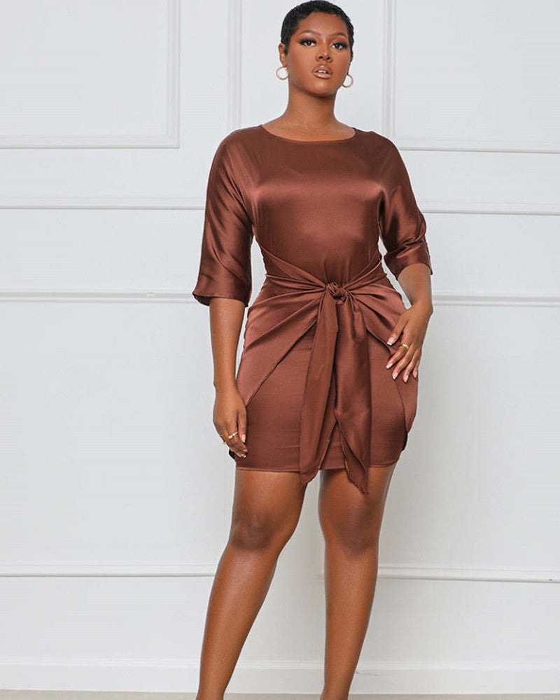 Lace up high-end Satin Dress