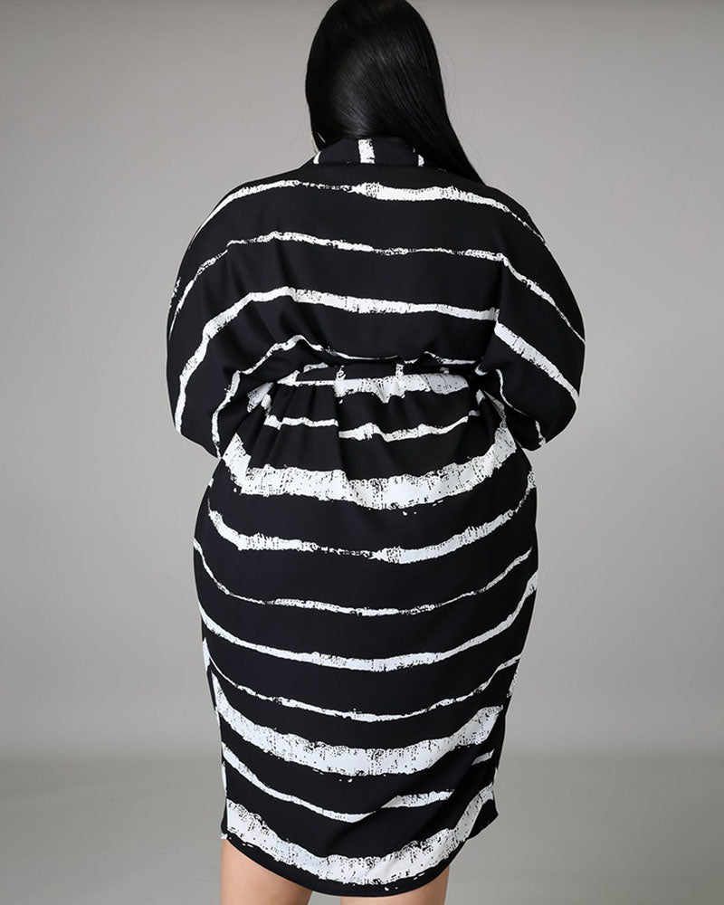 Simple striped plus size dress