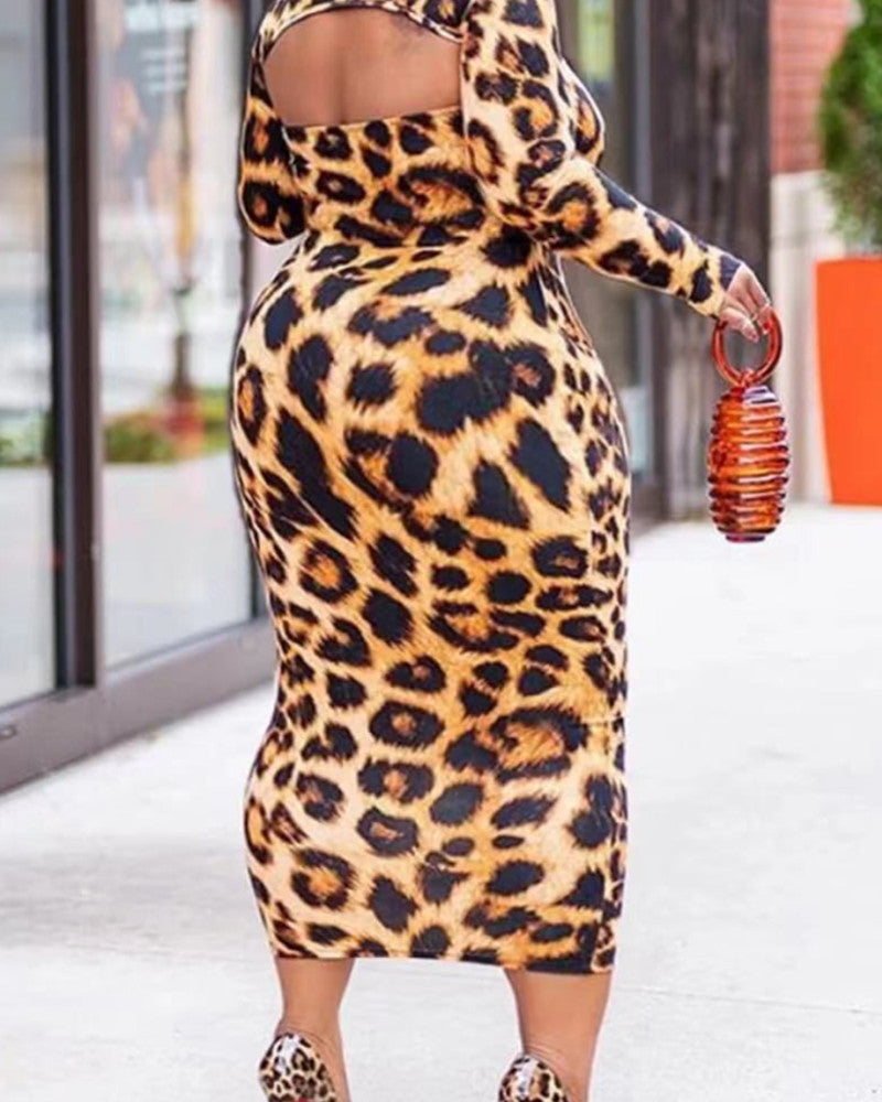 Leopard print two piece dress