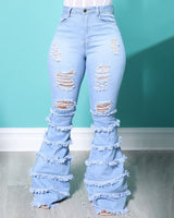 Promise Frayed High Rise Stretchy Flare Jeans