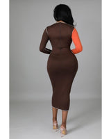 Brown Tricia Multi Print Midi Dress