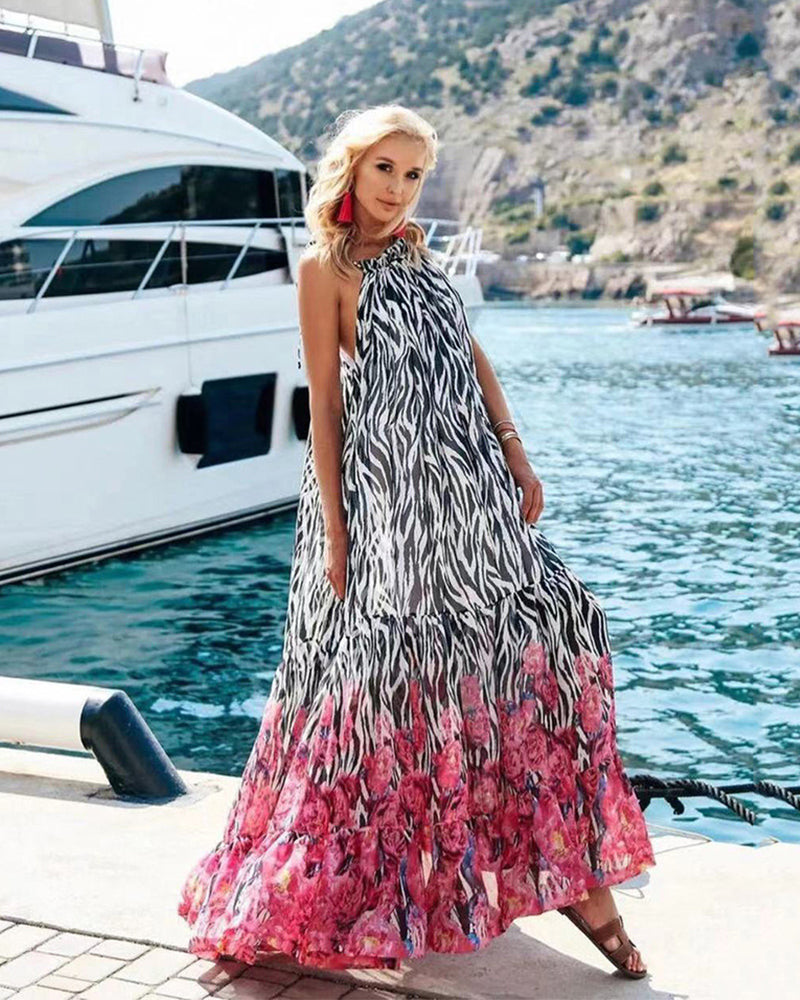 Santorini Vibes Maxi Print Dress