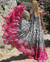 Santorini Vibes Maxi Print Dress