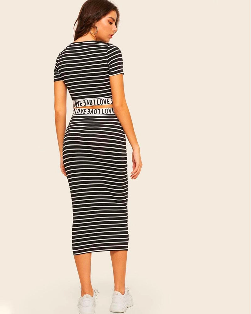 Graphic Striped Skirt Set