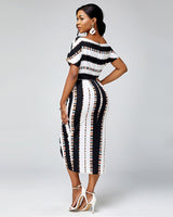 Striped Print Midi Dress
